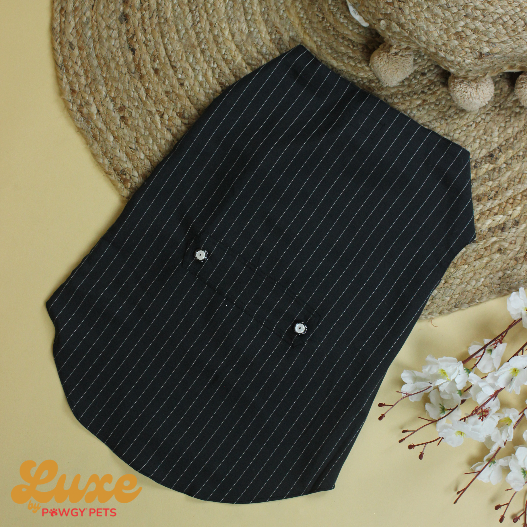 Black Stripe Bowtie Tuxedo | Luxe Collection | Pawgy Pets