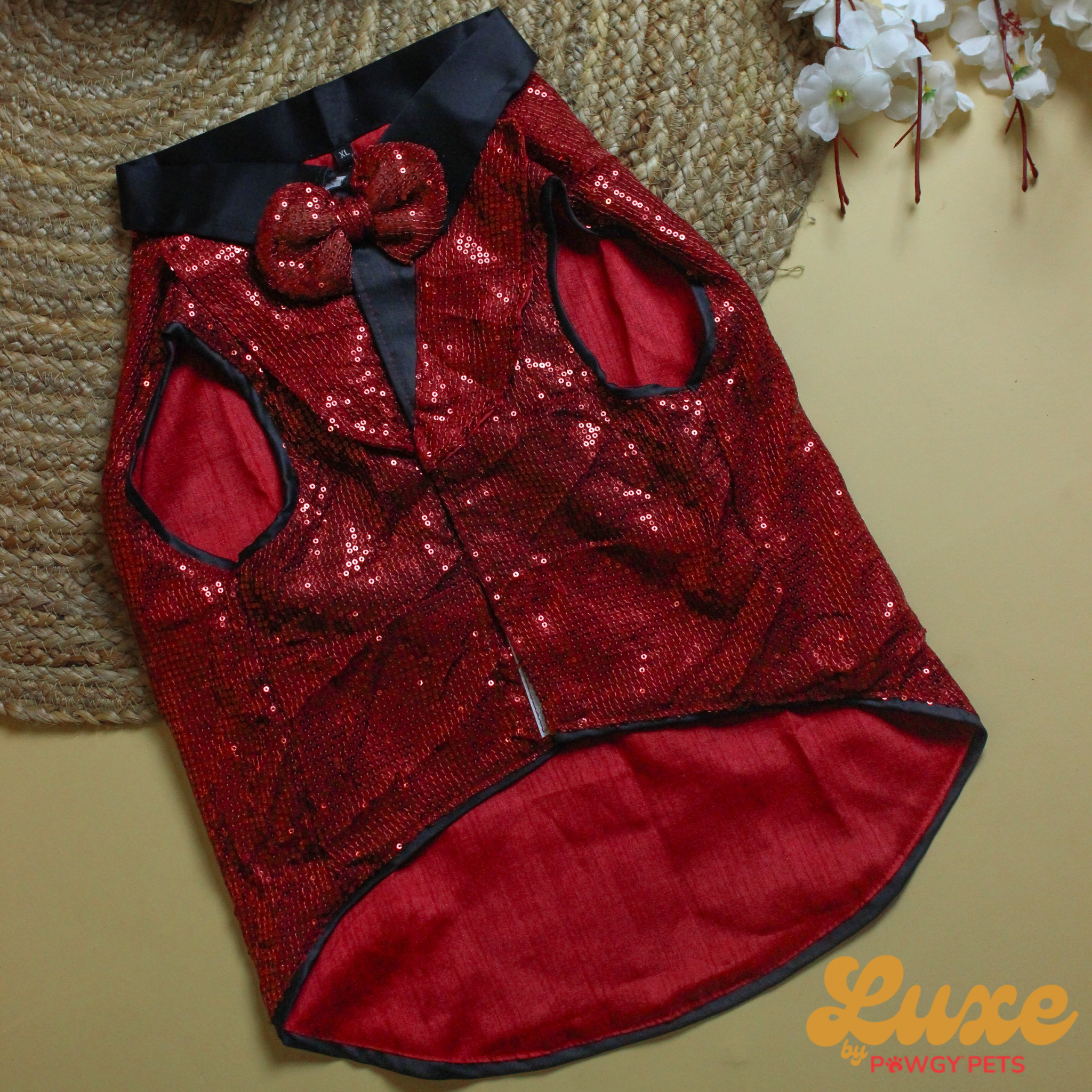 Maroon Sequin Tuxedo | Luxe Collection | Pawgy Pets