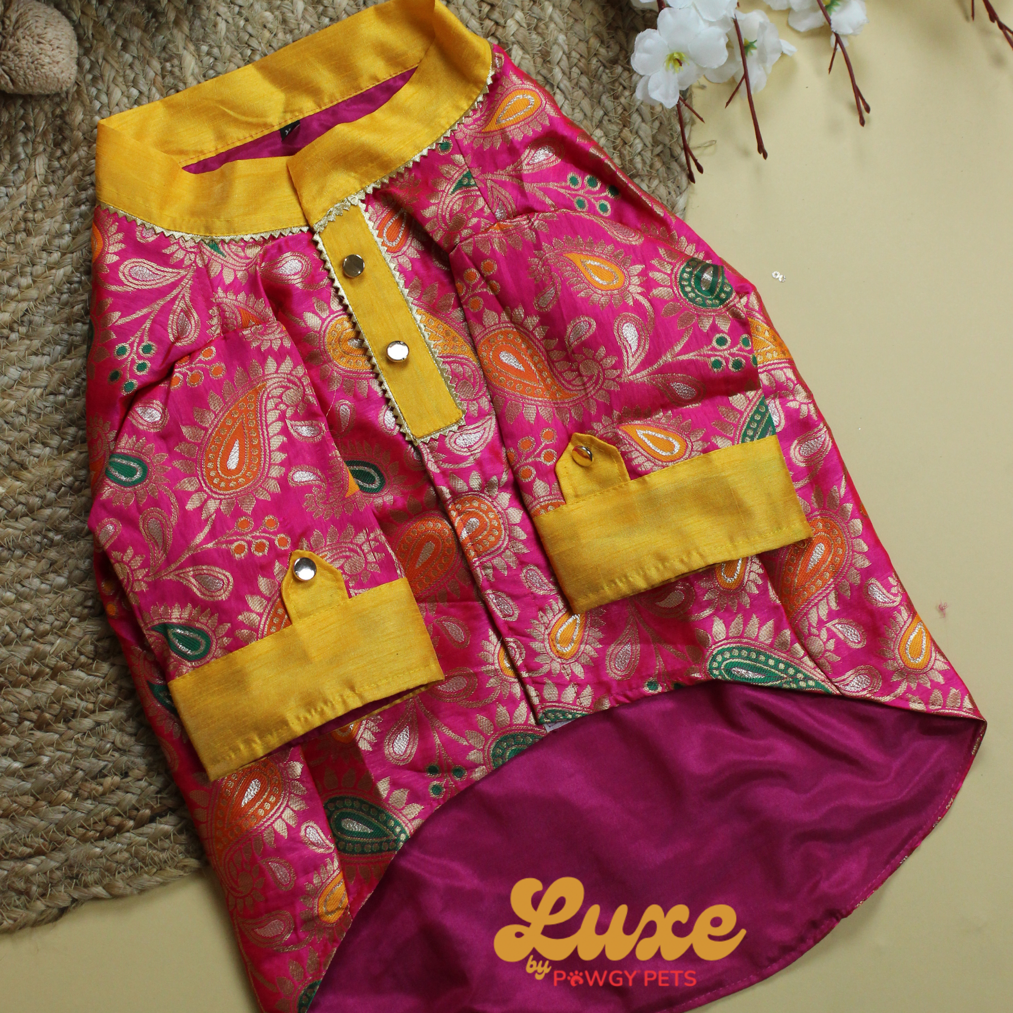 Pink Brocade Kurta | Luxe Collection | Pawgy Pets