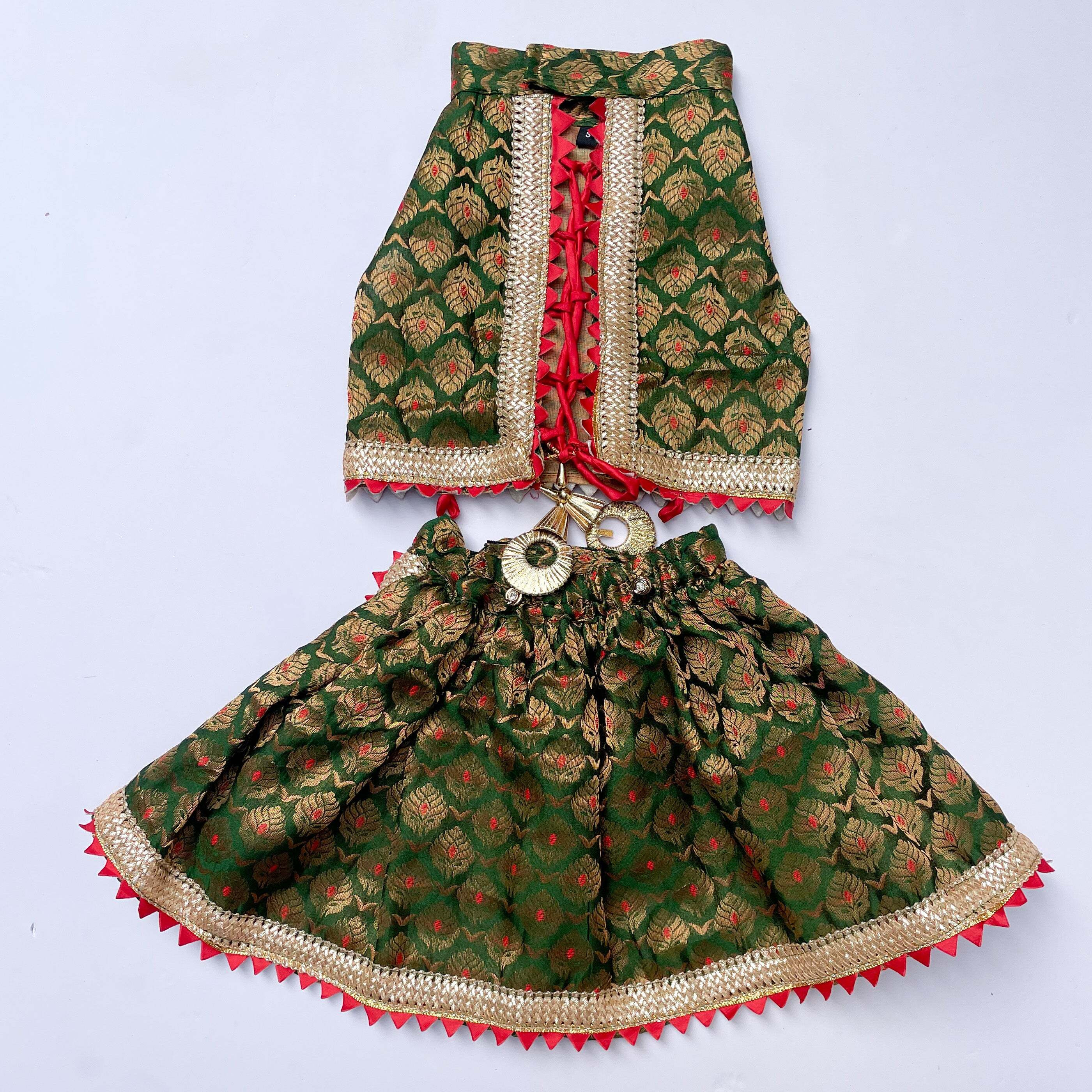 Green Brocade Lehenga | For Dogs | Pawgy Pets