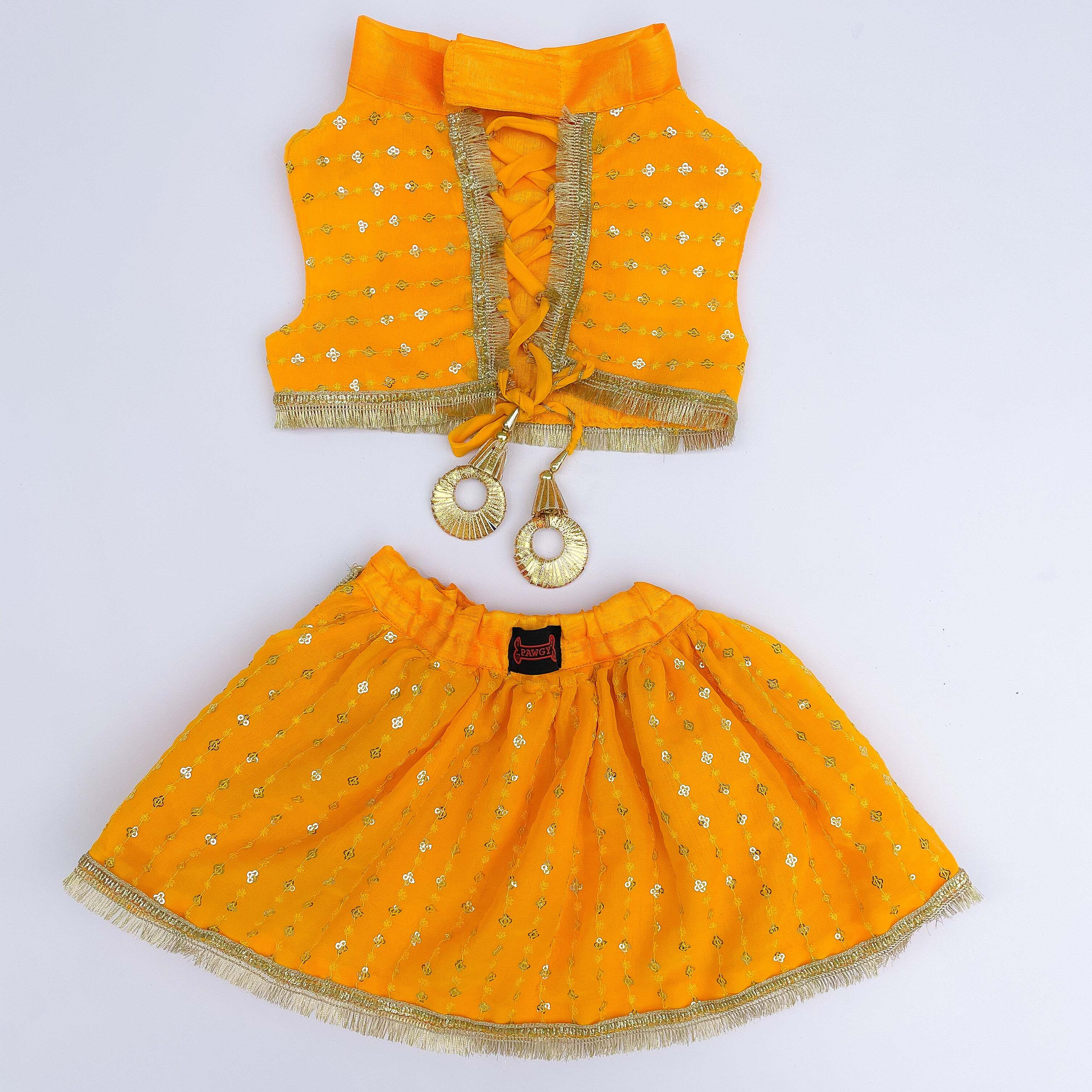 Yellow Pleaty Lehenga | For Dogs | Pawgy Pets