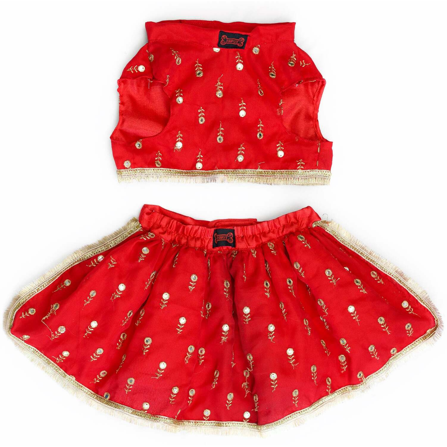 Red Net Lehenga | For Dogs | Pawgy Pets