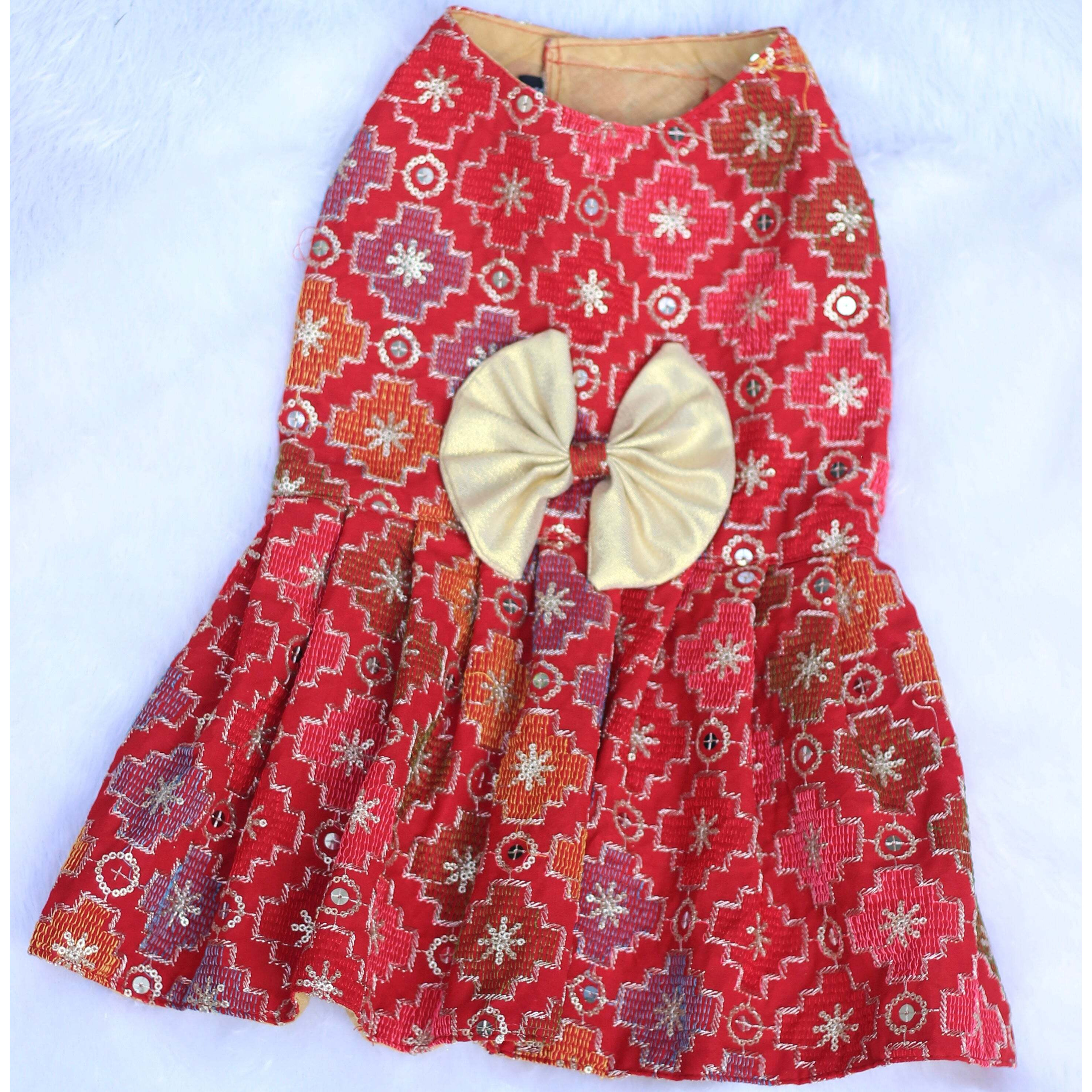 Red Patola Festive Dress | For Dogs | Pawgy Pets