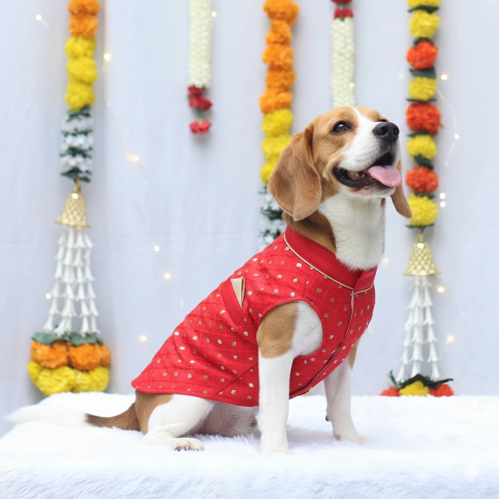 Red Shahi Kurta | For Dogs | Pawgy Pets