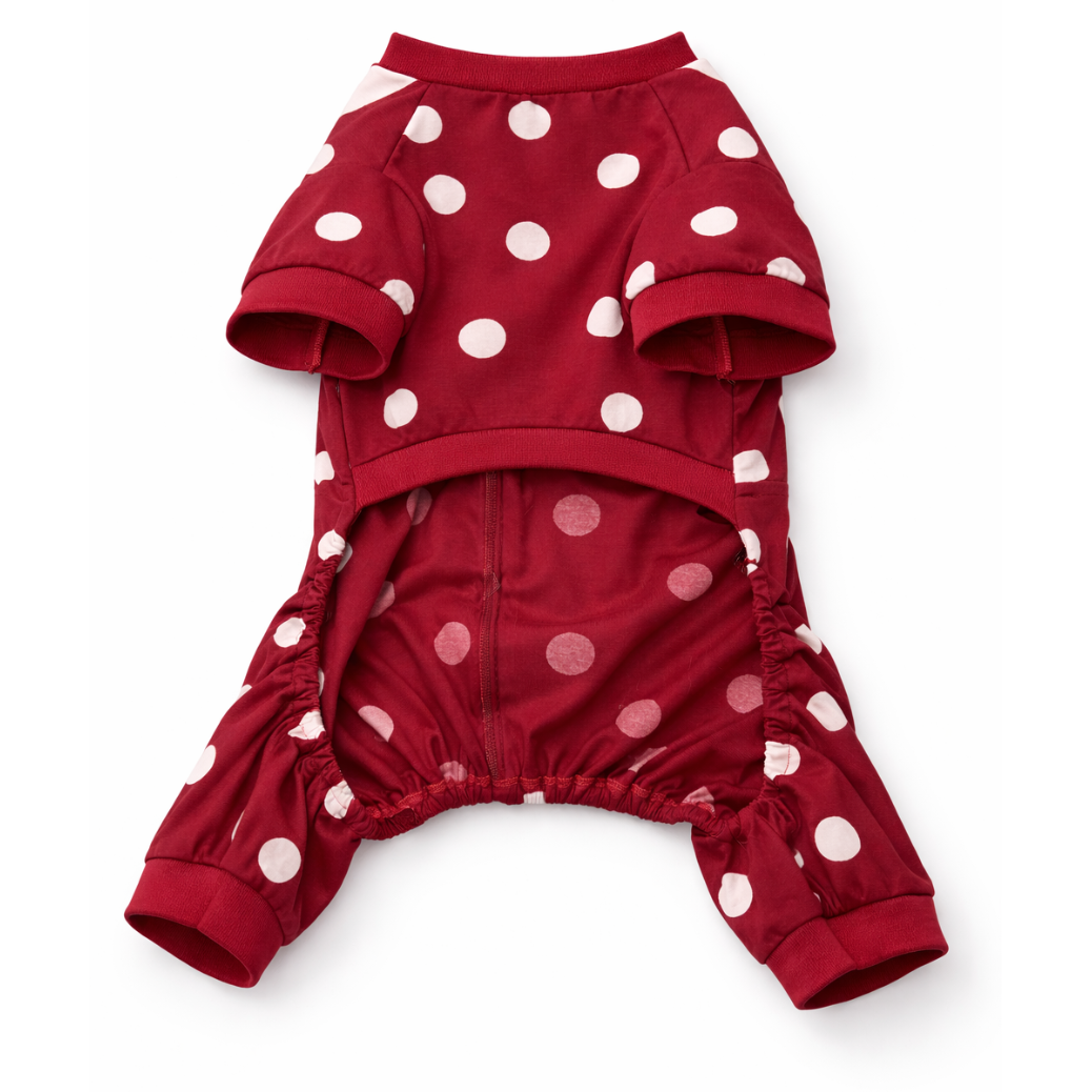Maroon Polka Onesie | For Dogs | Pawgy Pets