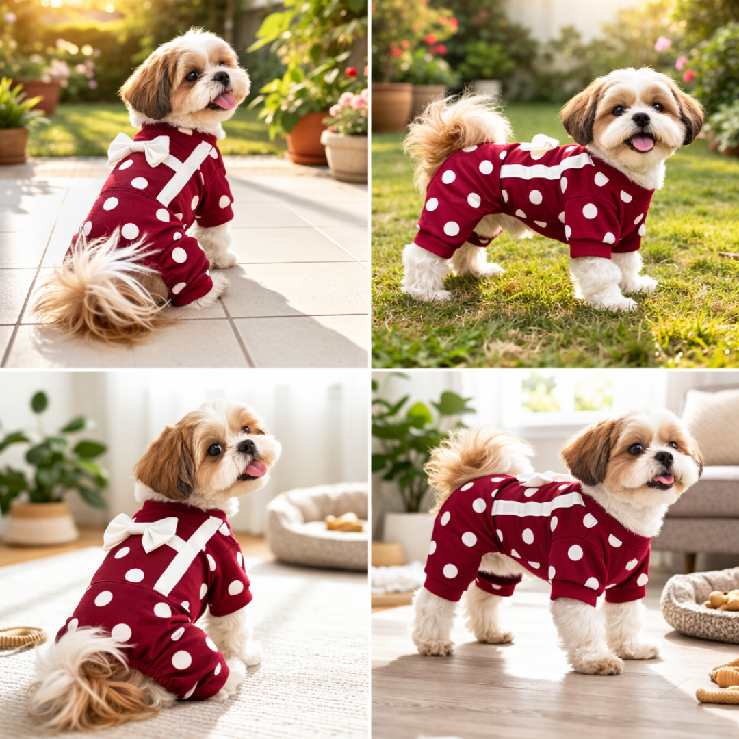 Maroon Polka Onesie | For Dogs | Pawgy Pets