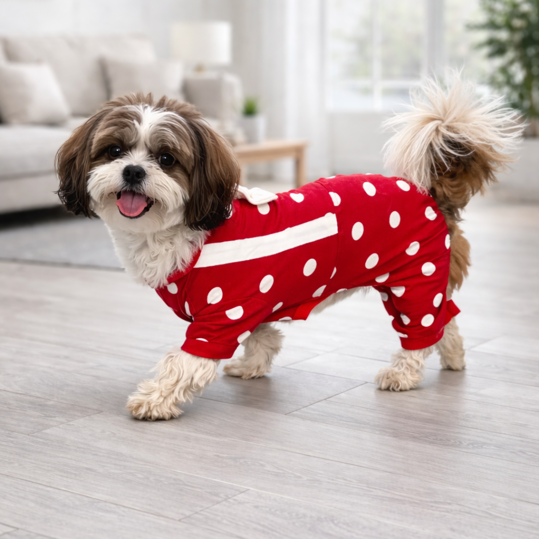 Maroon Polka Onesie | For Dogs | Pawgy Pets