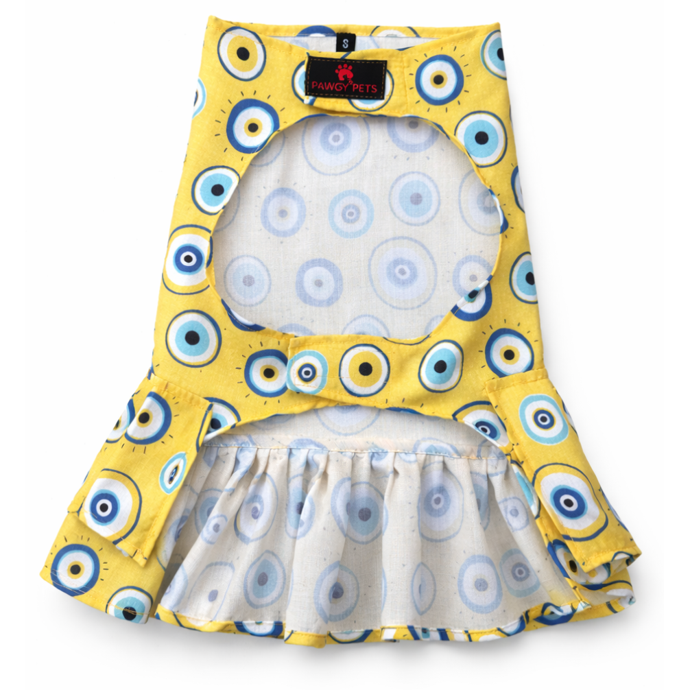 Evil Eye Dress | Yellow | For Dogs | Pawgy Pets