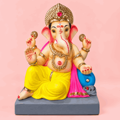 Peshwa Style Ganesh Idol with Rajeshwari Design | 9 Inch