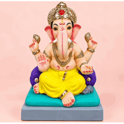 Hand-Sculpted Ganesh Idol with Mayureshwar Design | 12 Inch