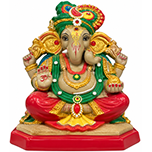 Traditional Eco Friendly Clay Ganesha Idol Green &amp Gold