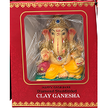 Eco Friendly Clay Ganesh Idol with Traditional Mukut 6 Inch