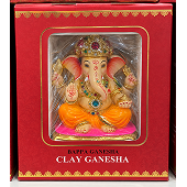 Traditional Ganesh Idol with Decorative Crown and Seated Pose 6 Inch
