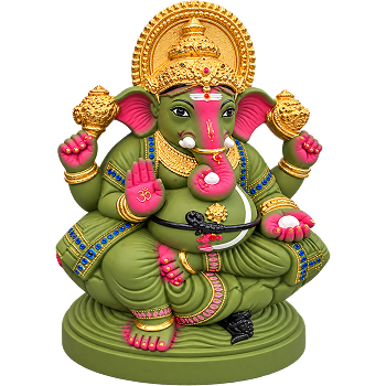 Traditional Ganesh Idol with Grand Crown Design 12 Inch