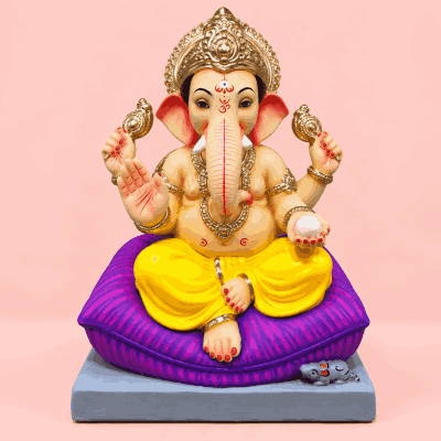 Lightweight Eco-Friendly Ganesh Idol with Pillow Base | 12 Inch