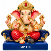 Eco Friendly Ganesh Idol with Traditional Crown Design 15 Inch
