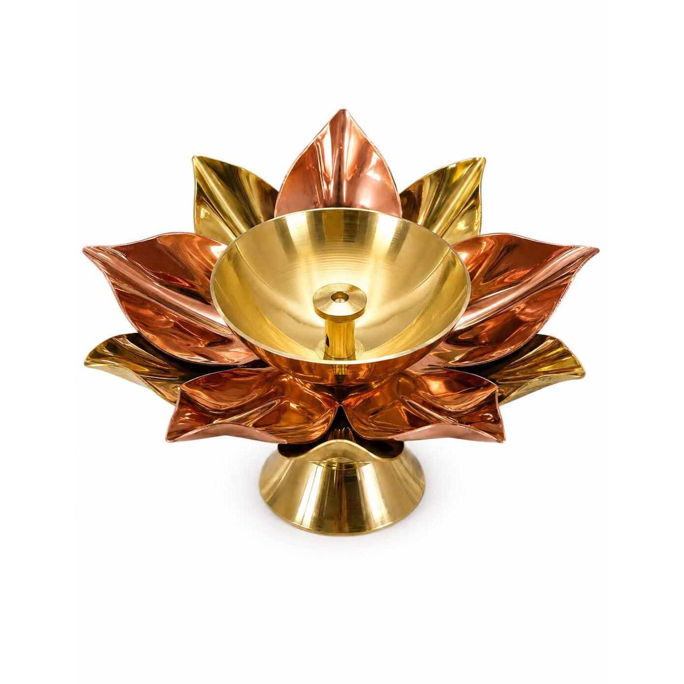 Beautiful Brass Diya with Dual Tone Petals - 2 Sizes