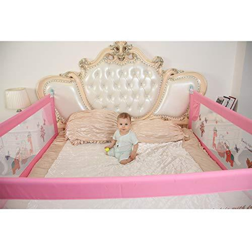 Safe-O-Kid- (Pack of 2) Safest Bed Rails Extra Large (6x2.5 ft/183x78 CM)- Dark Pink With FREE 30 Days Mosquito Safety Pack (SEASONAL OFFER)-Extra Thick, ABS (Best Material), 8 Adjustable Points,One Hand Operated, Washable, Easy to Install (Size Pack of 2)