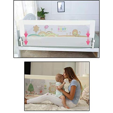 Safe-O-Kid- Pack of 3 - Safest Bed Rails Extra Large (6x2.5 ft/ 183x78 CM) with 30 Days Mosquito Safety Pack (SEASONAL OFFER)- Extra Thick, ABS (Best Material ) One Hand Operated, Washable, 8 Adjustable Points Foldable, Adjustable Height, Easy to Install (Size Pack of 3)