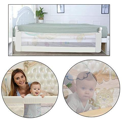 Safe-O-Kid- Pack of 3 - Safest Bed Rails Extra Large (6x2.5 ft/ 183x78 CM) with 30 Days Mosquito Safety Pack (SEASONAL OFFER)- Extra Thick, ABS (Best Material ) One Hand Operated, Washable, 8 Adjustable Points Foldable, Adjustable Height, Easy to Install (Size Pack of 3)