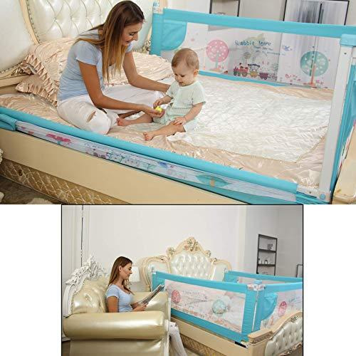 Safe-O-Kid Safest (Extra thick, Best ABS material, 300 D) Extra Large (1.8 mtr) Extra Thick, ABS Material, Premium Bedrail, Fit-All, Easy to Install, 8 Adjustable Points, One-Hand Operate, Washable Bed Rails + 4 Injury Protection Corners - Full Bed Size (6 ft)- Pack of 1, Blue (Size Pack of 1)