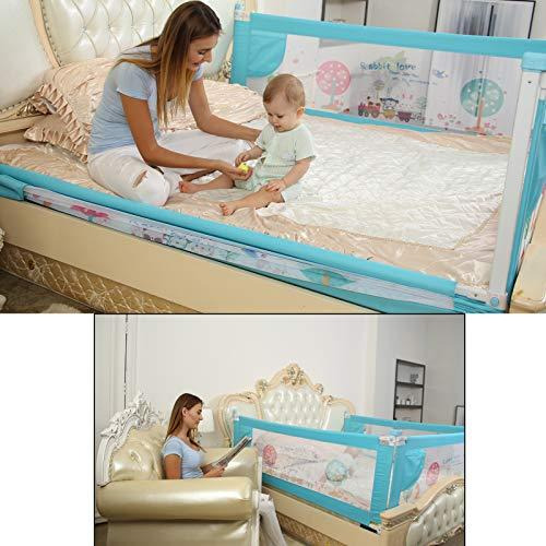 Safe-O-Kid -3 Large (1.8 mtr) Extra Thick, ABS (Best Material) Premium Bedrails, Fit-All, Easy to Install, One-Hand Operate, 8 Adjustable Points Washable Bed Rails - Full Bed Size (6 ft)- Pack of 3, Blue (Size Pack of 3)