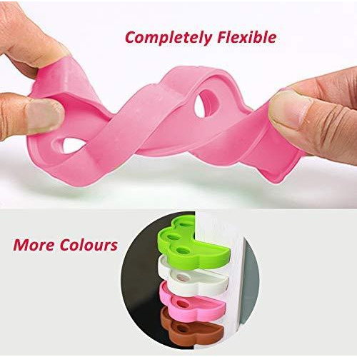 Safe-O-Kid- Pack of 2 Fit All Sleek Design Strong Silicone Door Stopper- Pink (Size Pack of 2)