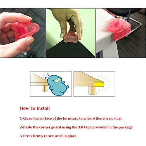 Safe-O-Kid- Pack of 4-High Quality, Piggy Shaped, Compact Corner Safety for Sharp Corners- Pink (Size Pack of 4)