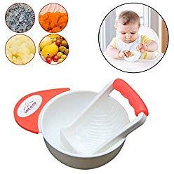 Safe-O-Kid 2 Baby Food Masher, Grinder and Serving Feeding Bowls, Pack of 2, Red (Size Pack of 2)