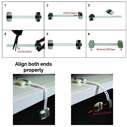 Safe-O-Kid - (Pack of 12) - High Quality, Adjustable Medium Multi-Purpose Child Safety Lock