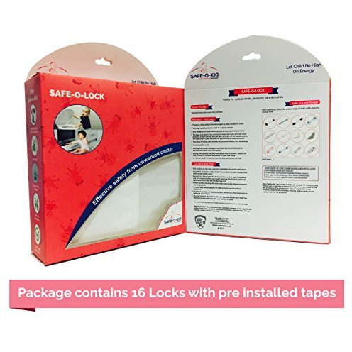 Safe-O-Kid - (Pack of 16) -Extra Flexible Fabric, One Side Open Long Multi-Purpose Child Safety Lock (Size Pack of 16)