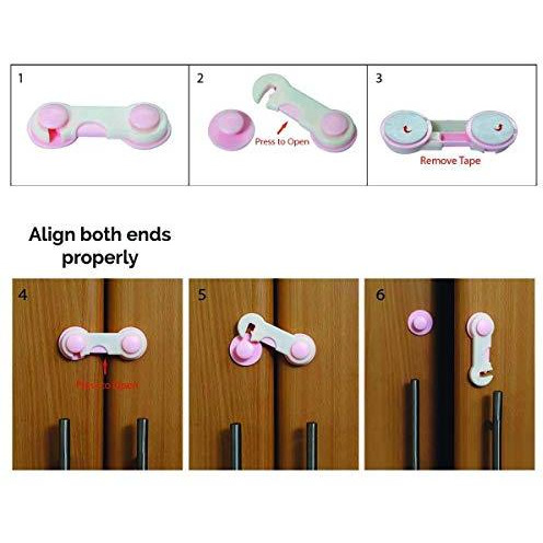 Safe-O-Kid Small Multipurpose Lock - Pack Of 2 Dual Color 2-Side Open