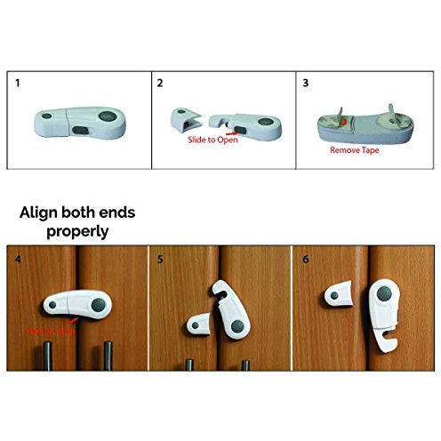 Safe-O-Kid - Pack of 12 - High Quality, Durable, Elegant Child Safety Cabinet Lock - Grey (Size Pack of 12)