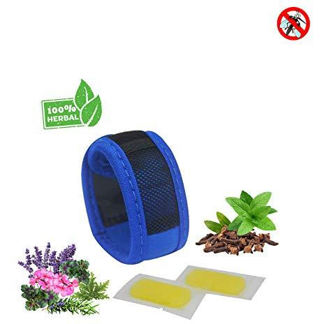 Safe-O-Kid - Pack of 1 - Baby Safety Inc Reusable Comfortable Multicolor Fabric Mosquito Repellant Band - Blue