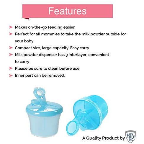 Safe-O-Kid- BPA-Free Portable Milk Powder/Food Storage Box for Baby (Blue)- Pack of 2 (Size Pack of 2)