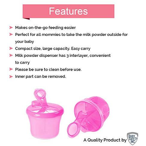 Safe-O-Kid- BPA Free Portable Milk Powder/Food Storage Box for Baby - Pink (Pack of 1) (Size Pack of 1)