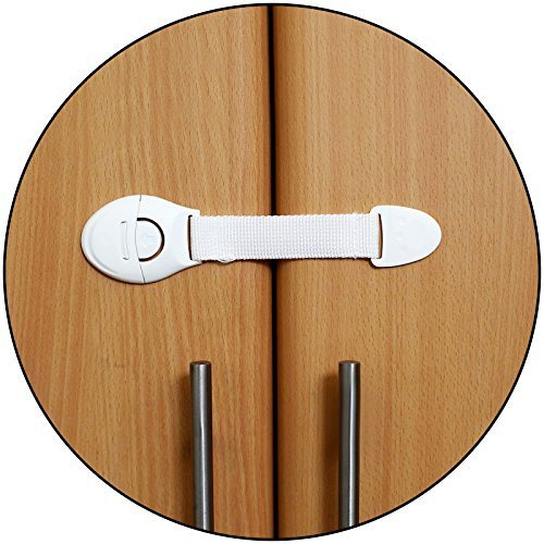 Safe-O-Kid - Pack of 1 - Extra Flexible Fabric, One Side Open Long Multi-Purpose Child Safety Lock - White (Size Pack of 1)