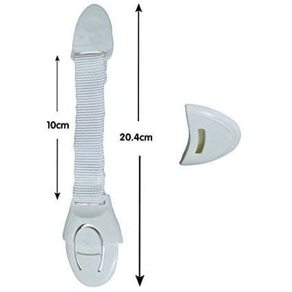 Safe-O-Kid - Pack of 1 - Extra Flexible Fabric, One Side Open Long Multi-Purpose Child Safety Lock - White (Size Pack of 1)