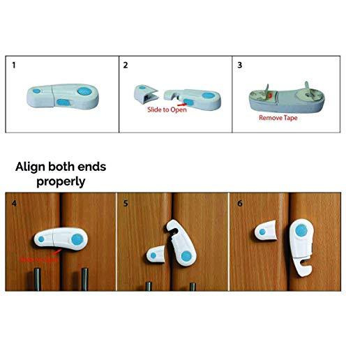 Safe-O-Kid Pack of 1 - Finger Injury Safety-Durable, Elegant Child Safety Cabinet Lock - Blue (Size Pack of 1)