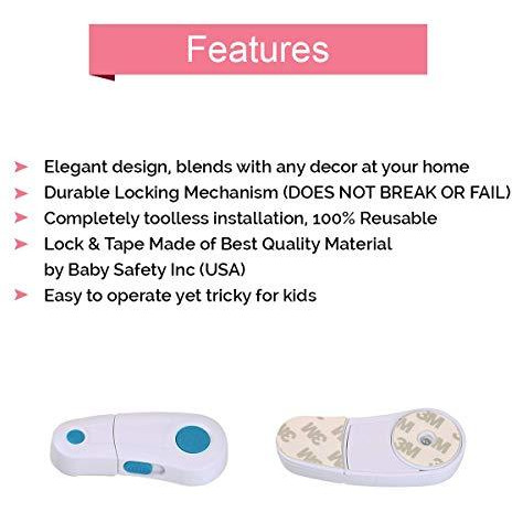 Safe-O-Kid Pack of 1 - Finger Injury Safety-Durable, Elegant Child Safety Cabinet Lock - Blue (Size Pack of 1)
