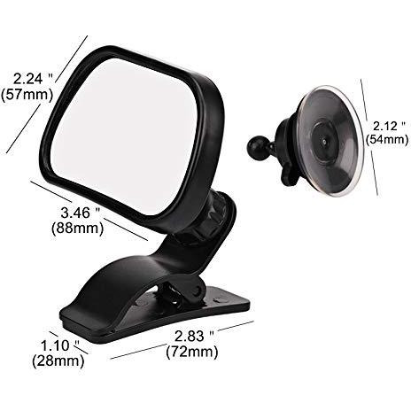 Safe-O-Kid 360 Degree Rear View Mirror (Black, Small) (Size Pack of 1)