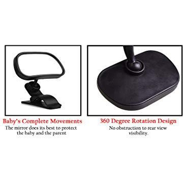 Safe-O-Kid 360 Degree Rear View Mirror (Black, Small) (Size Pack of 1)