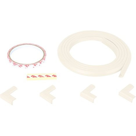 Safe-O-Kid - Unique High Density L-Shaped 2 mtr Long Mini 2 Edge Guards with 8 Corner Cushions - Cream (Size Pack of 4)
