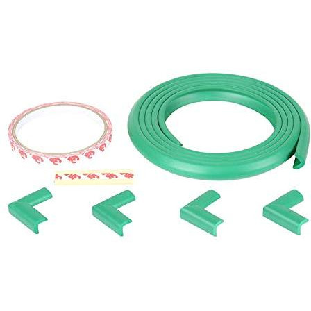 Safe-O-Kid - Pack of 4-Unique High Density L-Shaped 2 mtr Long Mini Edge Guard with 16 Corner Cushions - Green (Size Pack of 4)