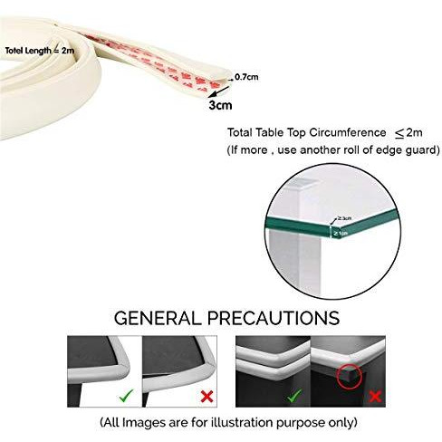 Safe-O-Kid - Unique High Density 2 mtr Long U - Shaped 2 Edge Guard Strips -White (Size Pack of 2)