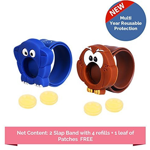 Safe-O-Kid Pack of 2APPU & ULLU Mosquito Repellent Band with 4 Refills and 6 Free Anti Mosquito Patches- Highly Effective Bands by SafeOMos