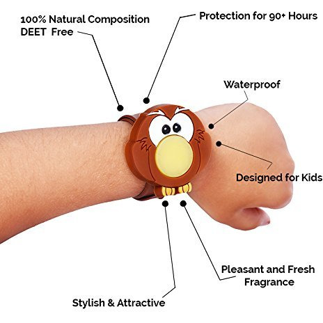Safe-O-Kid Pack of 2APPU & ULLU Mosquito Repellent Band with 4 Refills and 6 Free Anti Mosquito Patches- Highly Effective Bands by SafeOMos