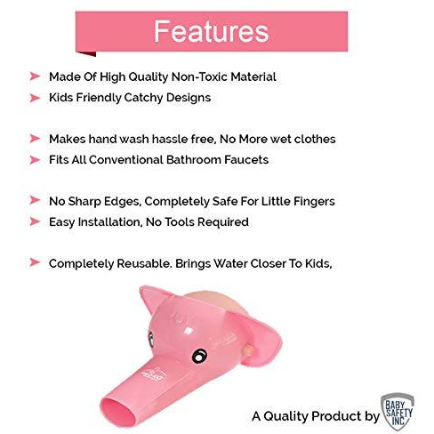 Safe-O-Kid- Pack of 2 - Fit-All, Colorful Kid's Hand Washing Faucet Extender/Tap Extender- Pink (Size Pack of 2)