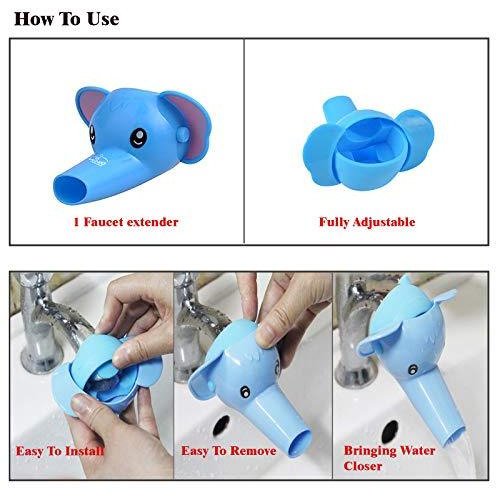 Safe-O-Kid - Pack of 4 - Fit-All, Colorful Kid's Handwashing Faucet Extender (Size Pack of 4)