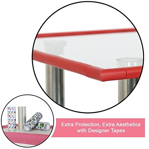 Safe-O-Kid - Unique High Density L-Shaped 2 mtr Long Mini 1 Edge Guard with 4 Corner Cushions - RED (Size Pack of 1)